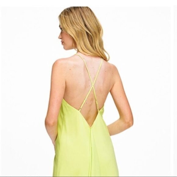 Lime green chiffon sleeveless halter hi-lo dress - Picture 9 of 12